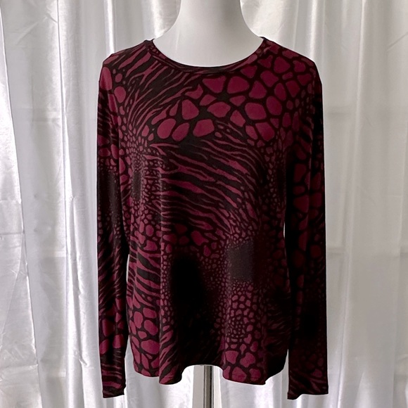 Michael Kors Burgundy Print Blouse Sz XL - Picture 1 of 7
